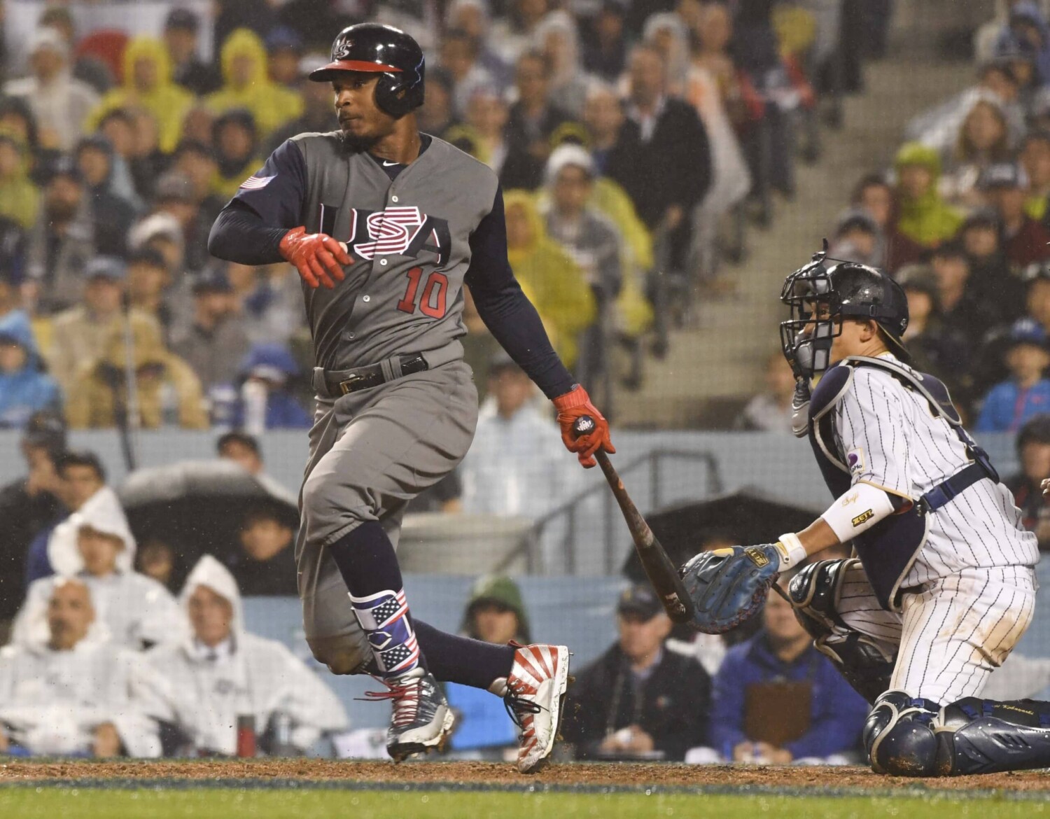 Adam Jones swings during the 2017 World Baseball Classic