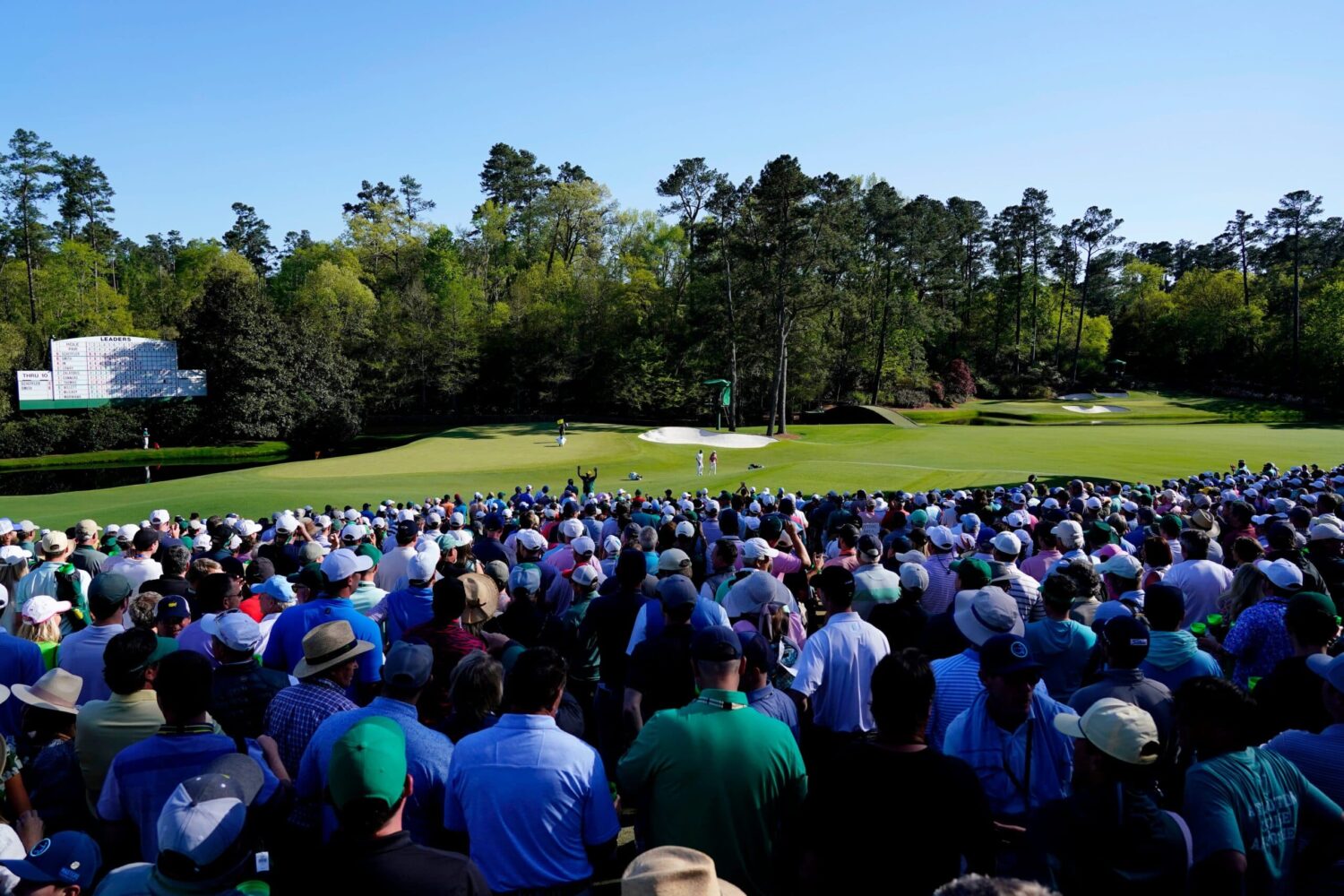 Apr 10, 2022; Augusta, Georgia, USA; Scottie Scheffler and Cameron Smith walk on no. 11 during the final round of the Masters Tournament at Augusta National Golf Club. Golf Masters Tournament Final Round