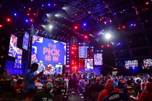 A general view while the Dallas Cowboys make their pick during the first round of the 2022 NFL Draft in Las Vegas.