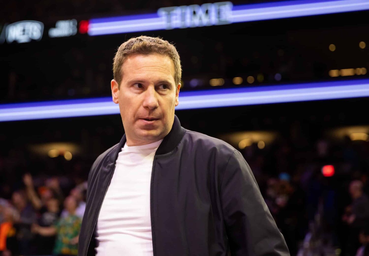 Jan 19, 2023; Phoenix, Arizona, USA; Incoming Phoenix Suns owner Mat Ishbia courtside against the Brooklyn Nets in the first half at Footprint Center.