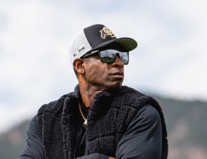 CU-Boulder coach Deion Sanders runs spring practice.