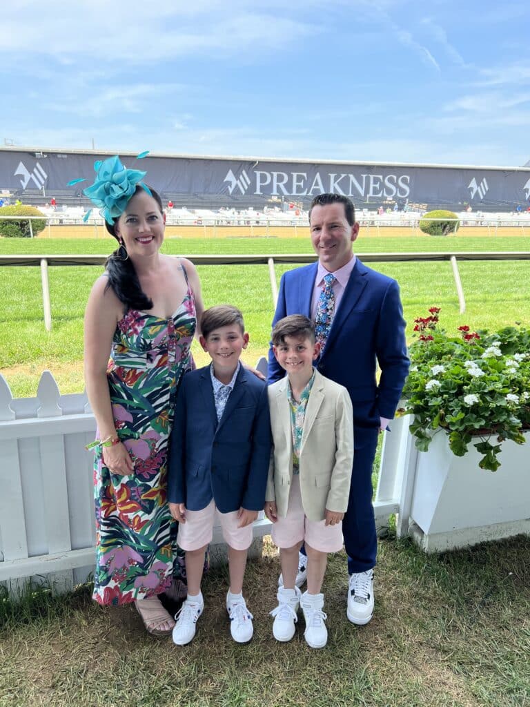 Ian, Leah Rapoport and sons at Preakness.