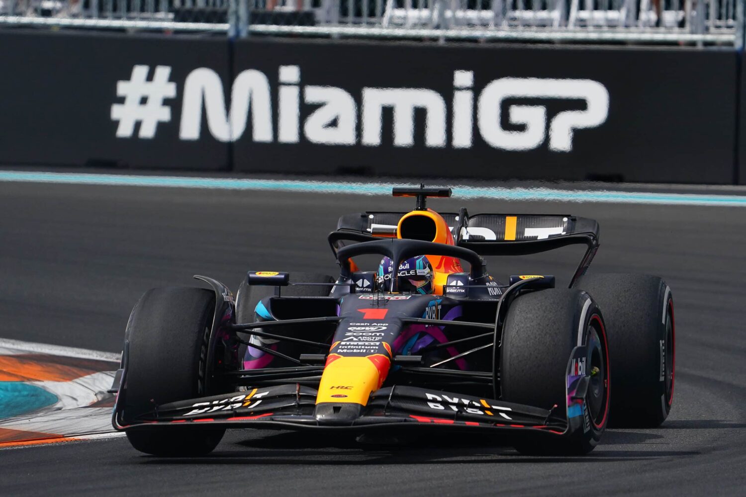 Red Bull driver Max Verstappen driving during the Formula 1 Miami Grand Prix.