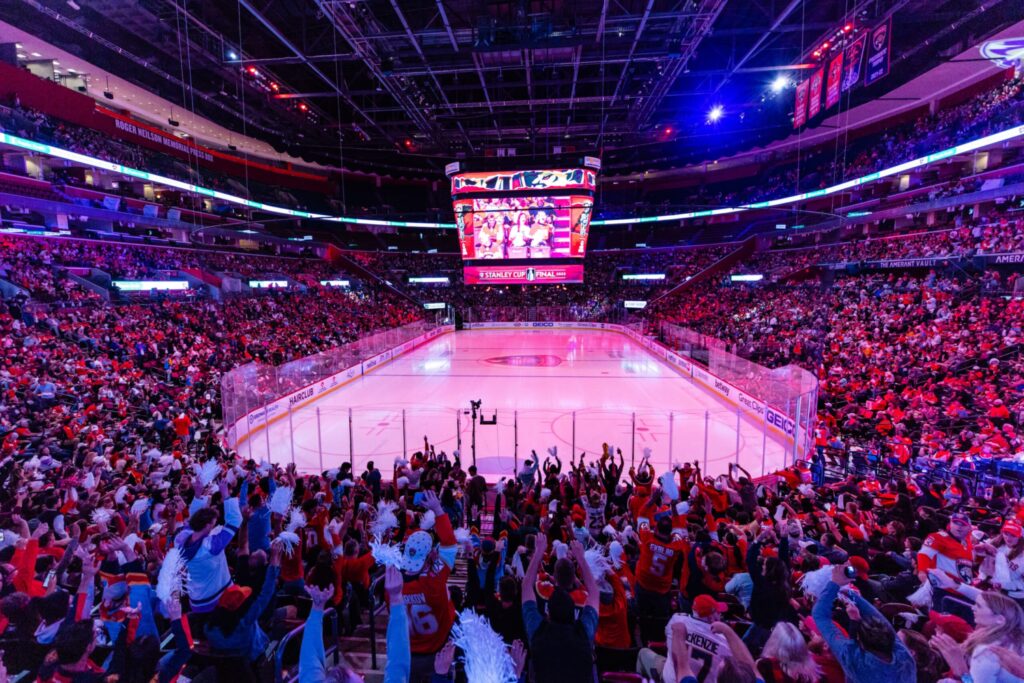 A view inside FLA Live Arena for a Florida Panthers Stanley Cup Final watch party.