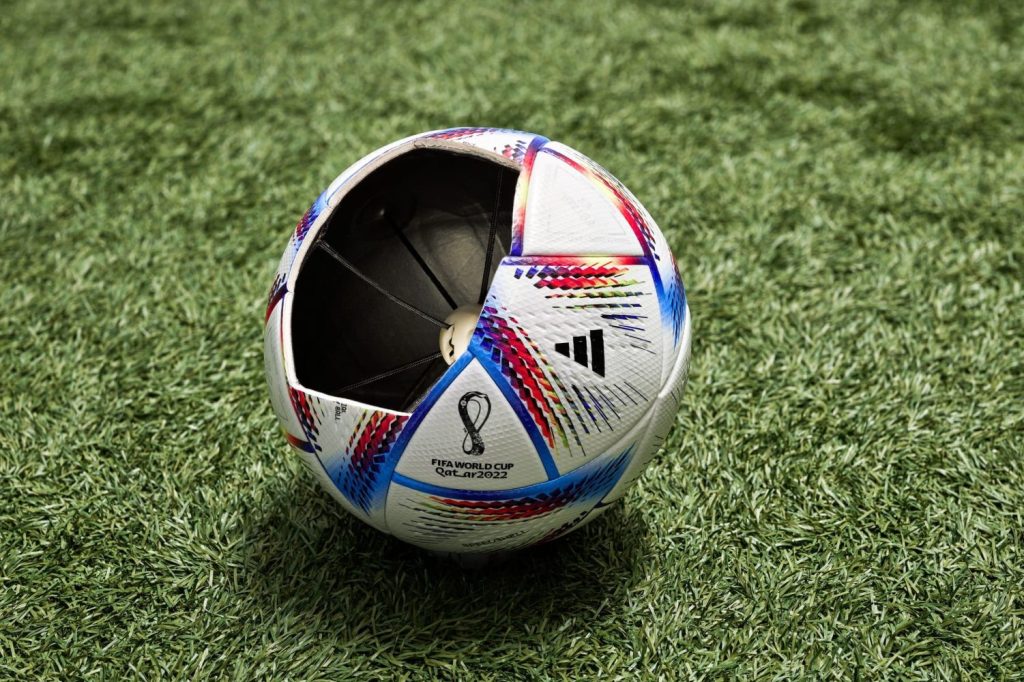 A view of a sensor inside the 2022 FIFA World Cup ball.