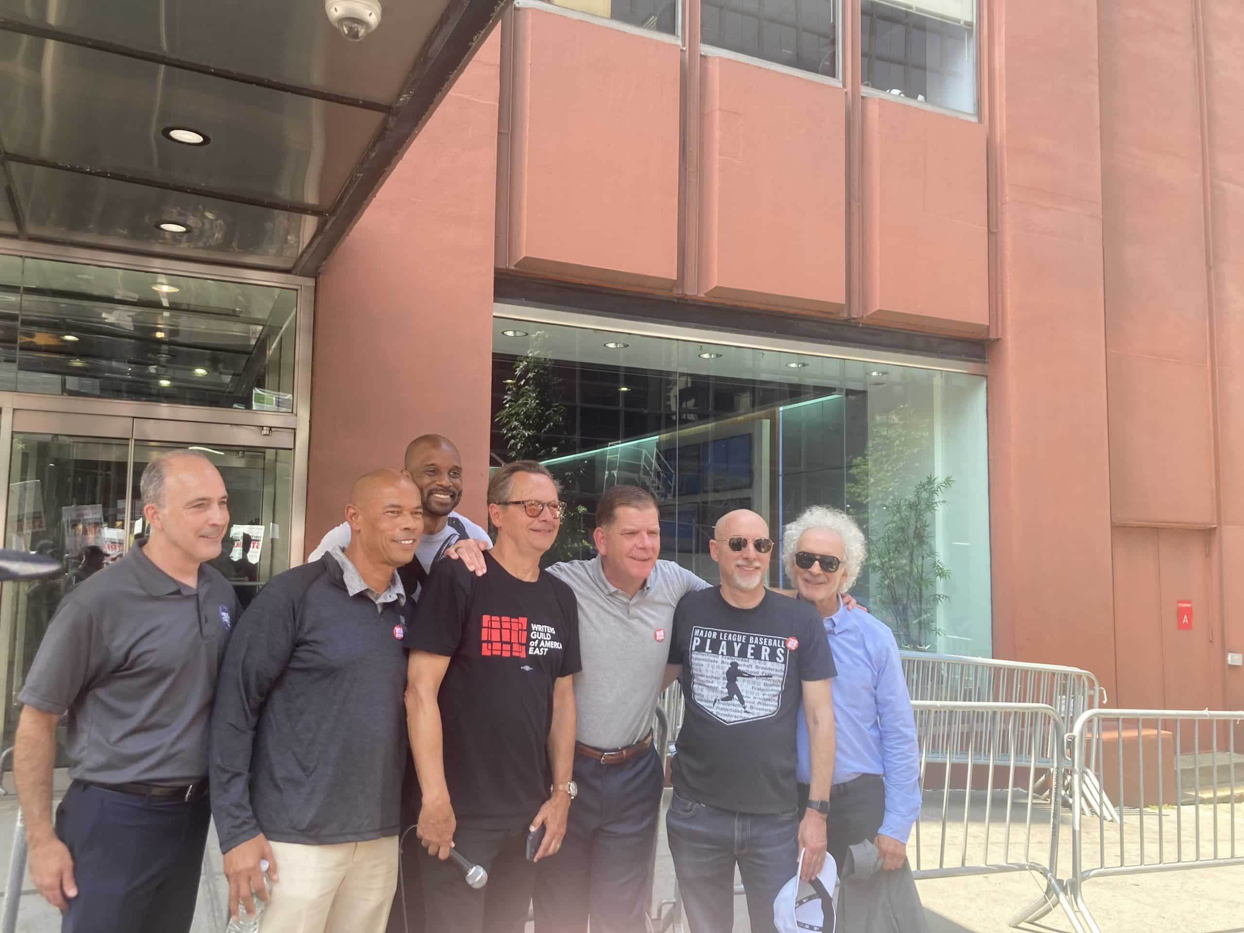 The NFLPA's Lloyd Howell, MLBPA's Bruce Meyer, and NHLPA's Marty Walsh all showed solidarity with the WGA.