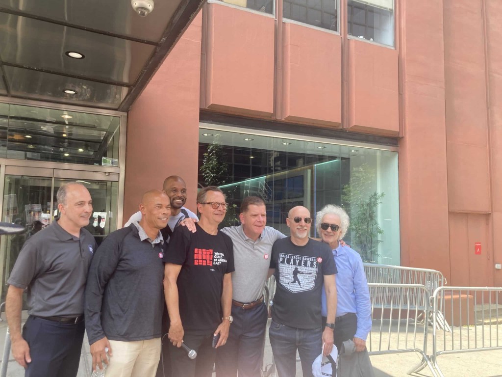 The NFLPA's Lloyd Howell, MLBPA's Bruce Meyer, and NHLPA's Marty Walsh all showed solidarity with the WGA.