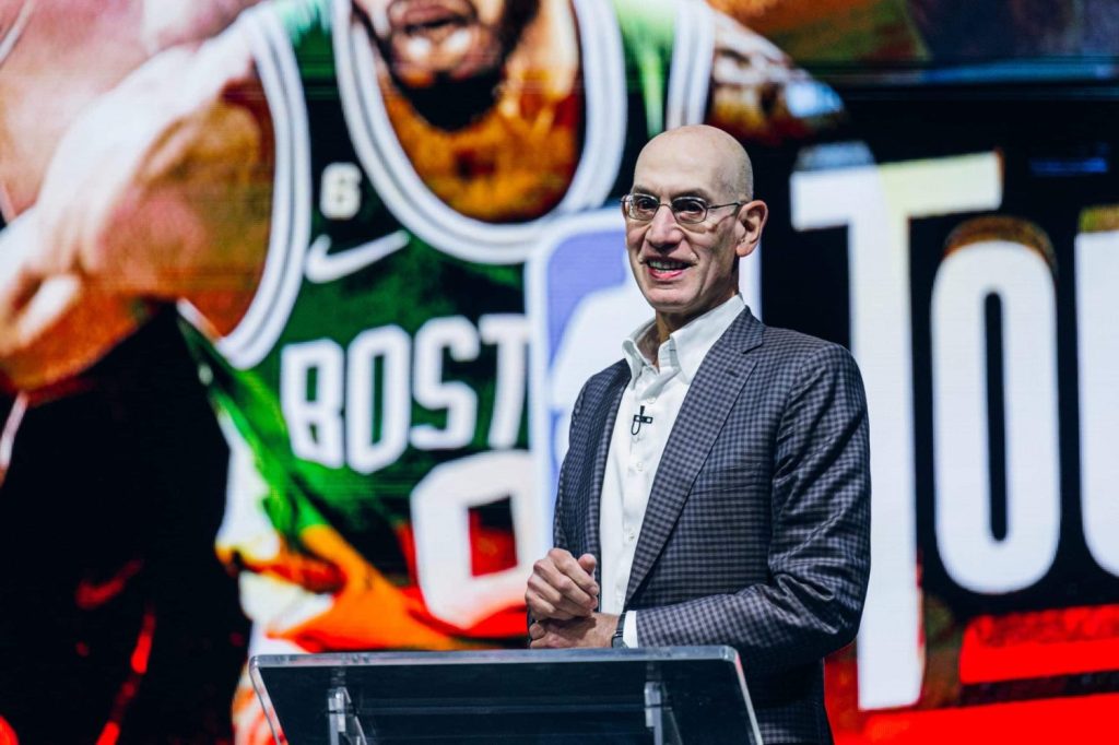 NBA Commissioner Adam Silver announcing the first In-Season Tournament at NBA Con 2023.