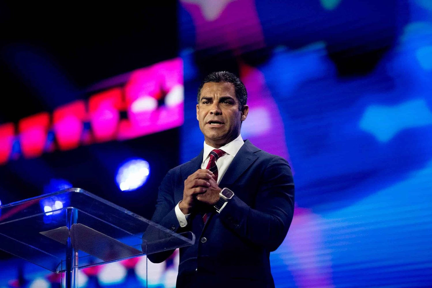 Miami Mayor Francis Suarez speaks during Point Action general session