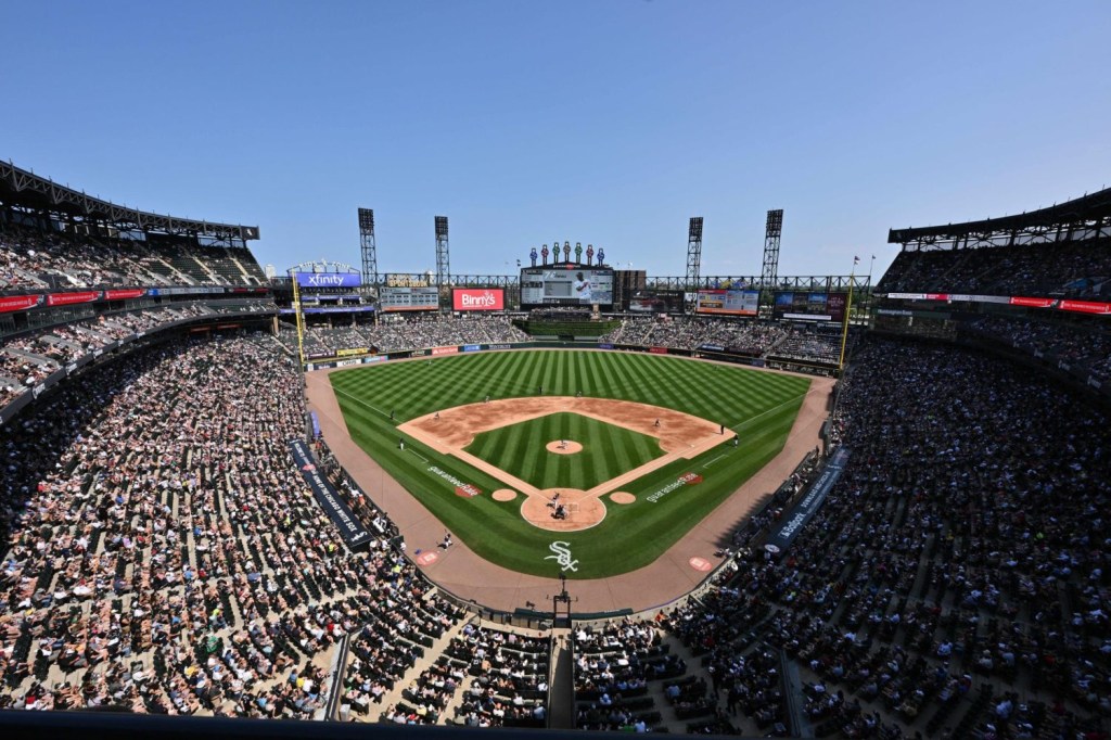 A general view of Guaranteed Rate Field as the Chicago White Sox play the Boston Red Sox.