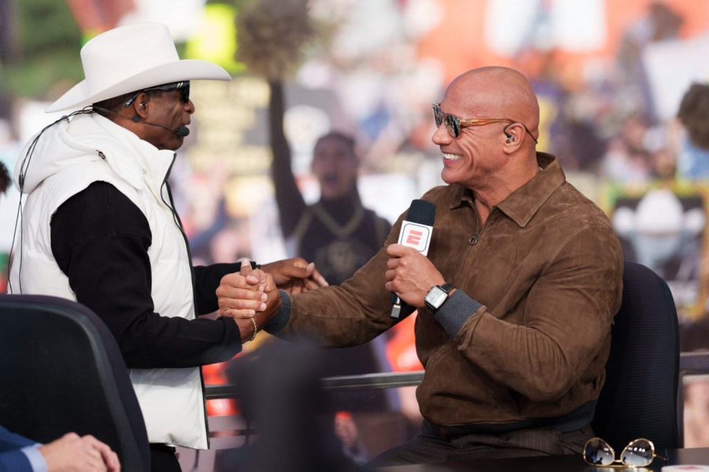 Deion Sanders with The Rock on ESPN's "College GameDay."