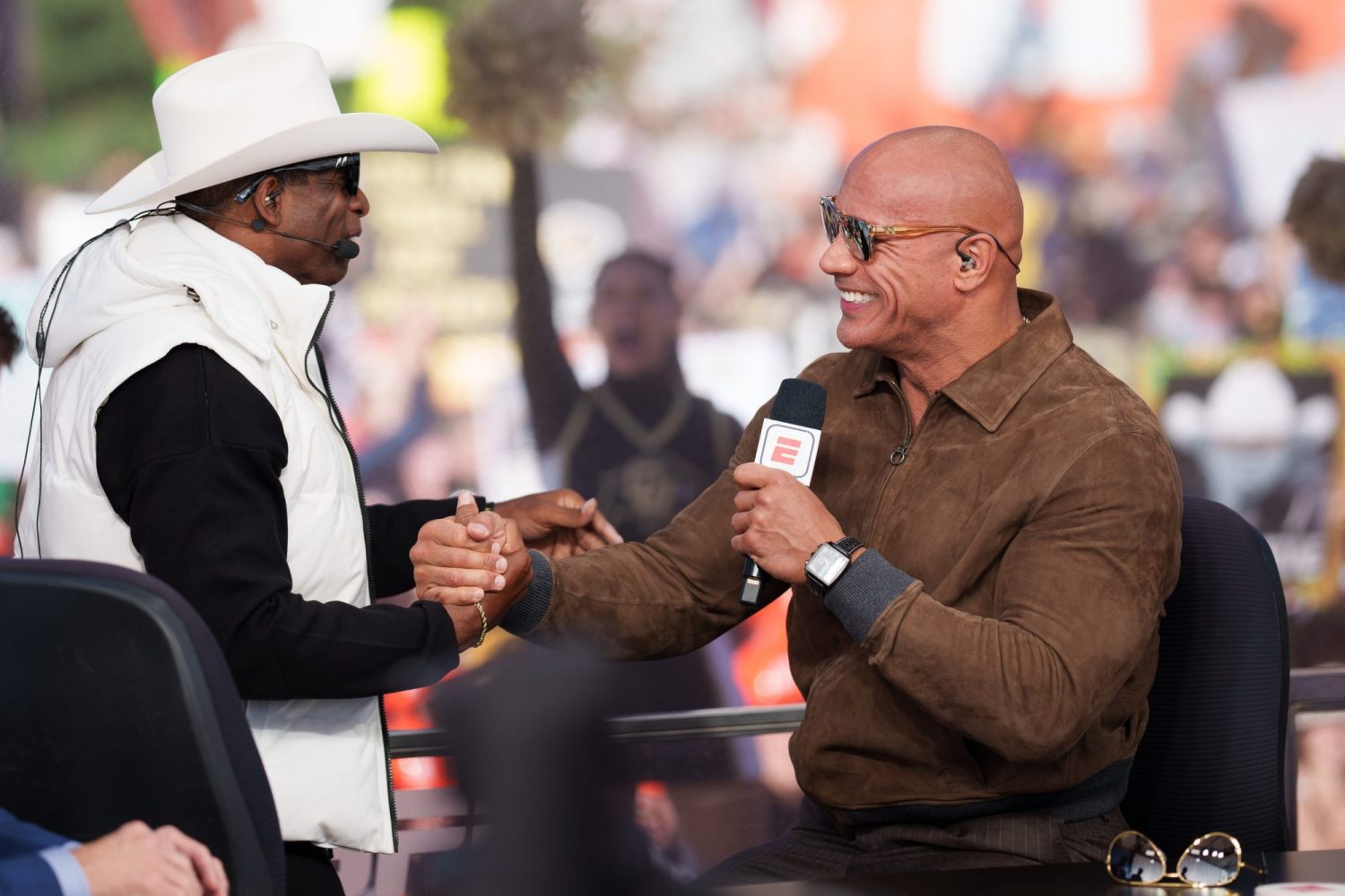 Deion Sanders with The Rock on ESPN's "College GameDay."