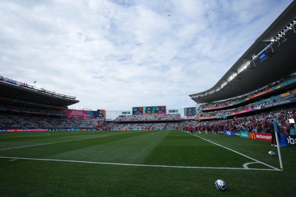 A general view of the pitch before a group stage match between the USA and Vietnam in the 2023 FIFA Women's World Cup at Eden Park.