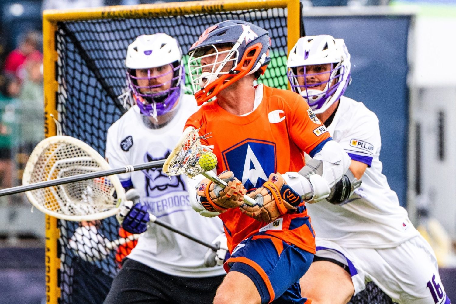 Archers attackman Grant Ament drives to the goal in Premier Lacrosse League Championship against Waterdogs.