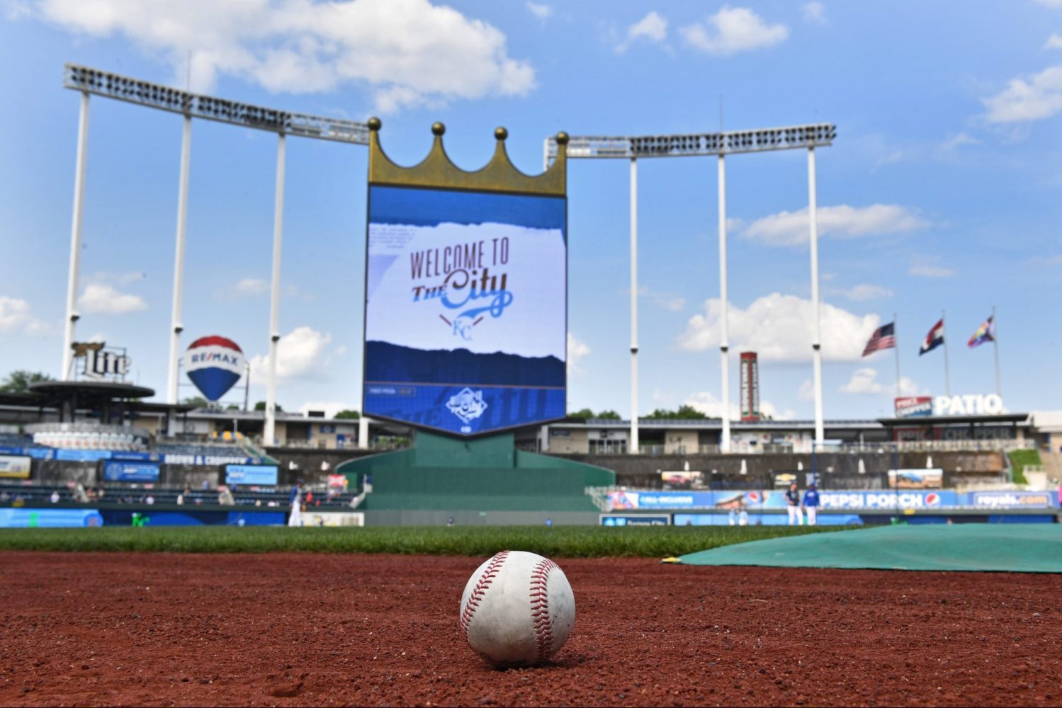 A general view of Kauffman Stadium before a game between the Kansas City Royals and Los Angeles Angels.