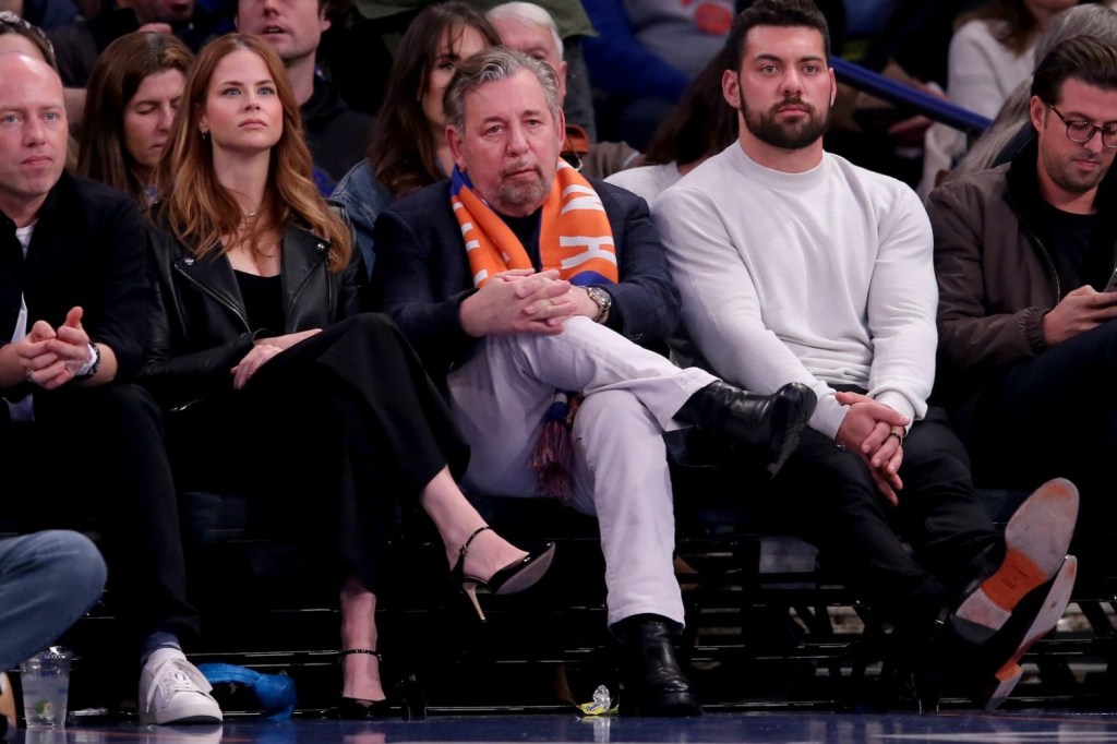New York Knicks executive chairman James Dolan watches during the first quarter against the Cleveland Cavaliers at Madison Square Garden.