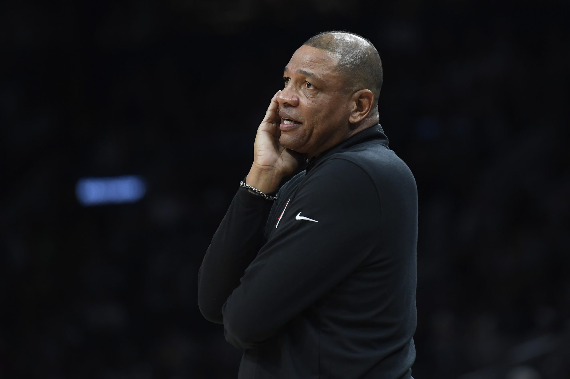 May 9, 2023; Boston, Massachusetts, USA; Philadelphia 76ers head coach Doc Rivers in the second half during game five of the 2023 NBA playoffs against the Boston Celtics at TD Garden. Mandatory Credit: