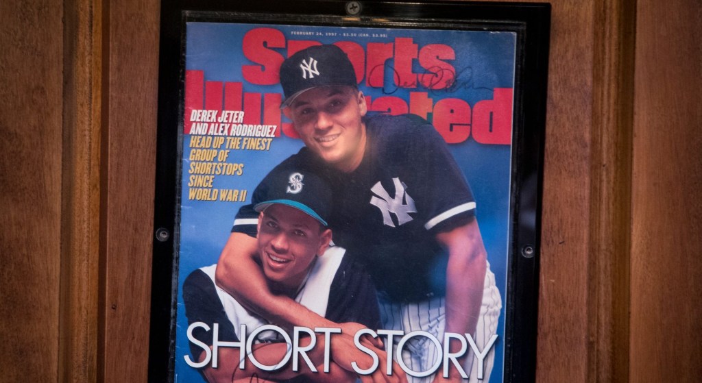 The Sports Illustrated cover signed by Derek Jeter and Alex Rodriguez, February 27, 2019, at Don & Charlie's, 7501 E. Camelback Road, Scottsdale. Don Charlie S