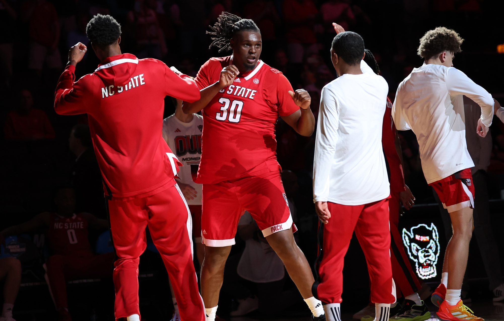 Mar 29, 2024; Dallas, TX, USA; North Carolina State Wolfpack forward DJ Burns Jr. (30) is introduced before the semifinals of the South Regional of the 2024 NCAA Tournament against the Marquette Golden Eagles at American Airlines Center.