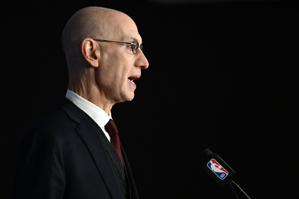 Jan 11, 2024; Paris, FRANCE; NBA commissioner Adam Silver speaks before a NBA Game between the Brooklyn Nets and the Cleveland Cavaliers at AccorHotels Arena.