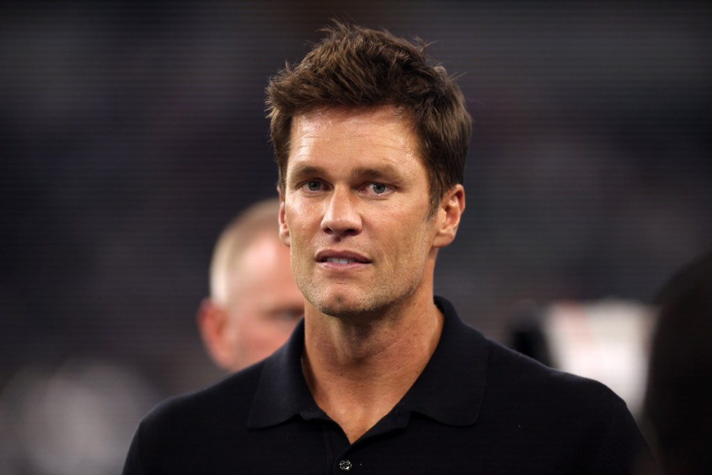 Aug 26, 2023; Arlington, Texas, USA; Former NFL player Tom Brady on the field before the game between the Dallas Cowboys and the Las Vegas Raiders at AT&T Stadium.