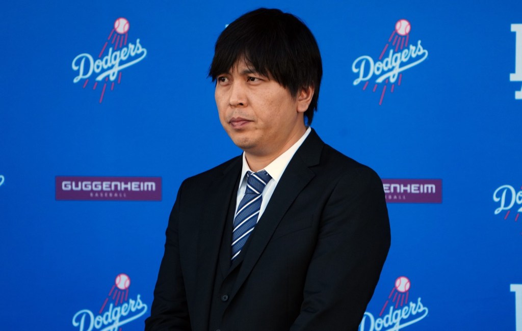 Dec 14, 2023; Los Angeles, CA, USA; Ippei Mizuhara, the translator for Los Angeles Dodgers designated hitter Shohei Ohtani, during an introductory press conference at Dodger Stadium.