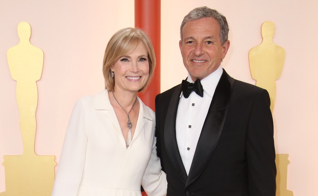 Mar 12, 2023; Los Angeles, CA, USA; Willow Bay and Bob Iger arrives at the 95th Academy Awards at the Dolby Theatre at Ovation Hollywood in Los Angeles on Sunday, March 12, 2023.