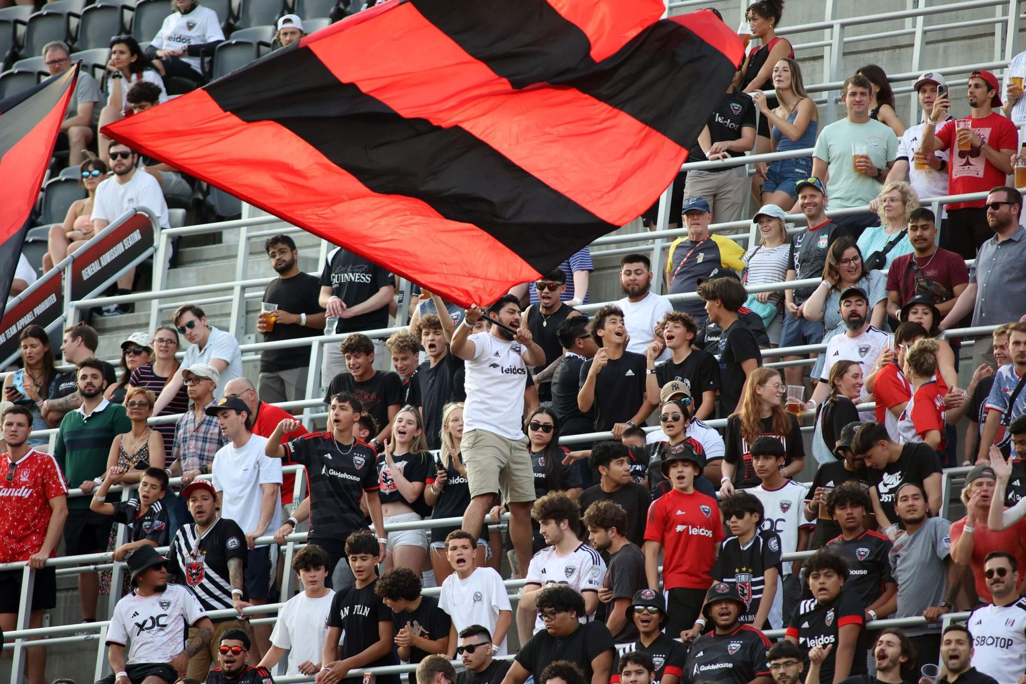 Jul 3, 2024; Washington, District of Columbia, USA; D.C. United fans react during the first half at Audi Field. Mandatory Credit: Daniel Kucin Jr.-USA TODAY Sports