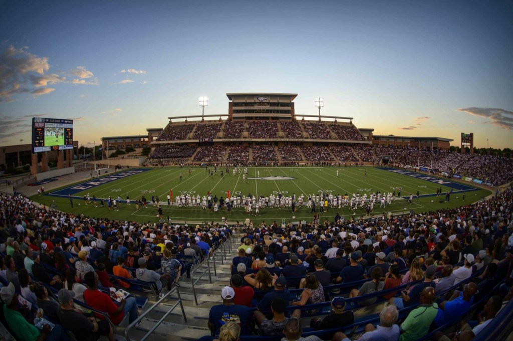 Aug 26, 2022; Allen, TX, USA; During the Prep Gridiron: St. John Bosco Braves vs Allen Eagles football game at Eagle Stadium at Allen High School. Mandatory Credit: Jerome Miron-USA TODAY Sports