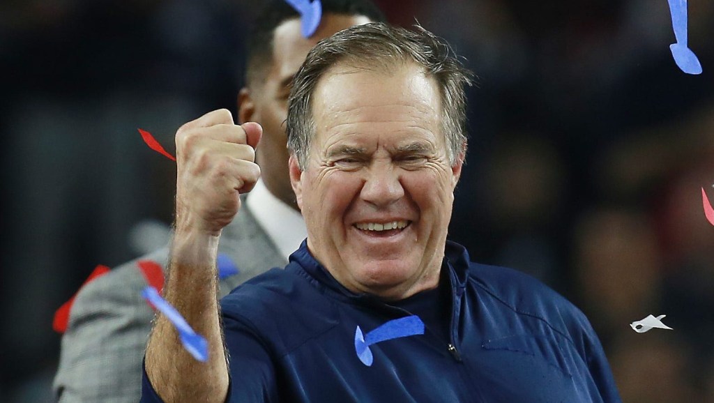 2017: Bill Belichick celebrates after Super Bowl LI where the New England Patriots vs The Atlanta Falcon at NRG Stadium, Houston.