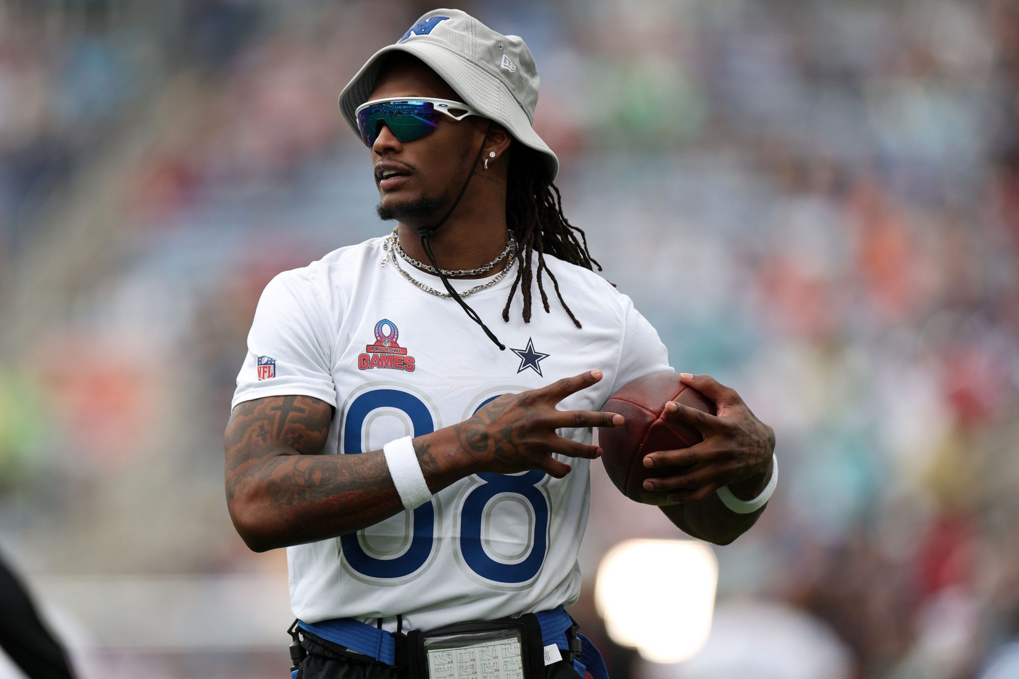 NFC wide receiver CeeDee Lamb (88) of the Dallas Cowboys before the 2024 Pro Bowl at Camping World Stadium.