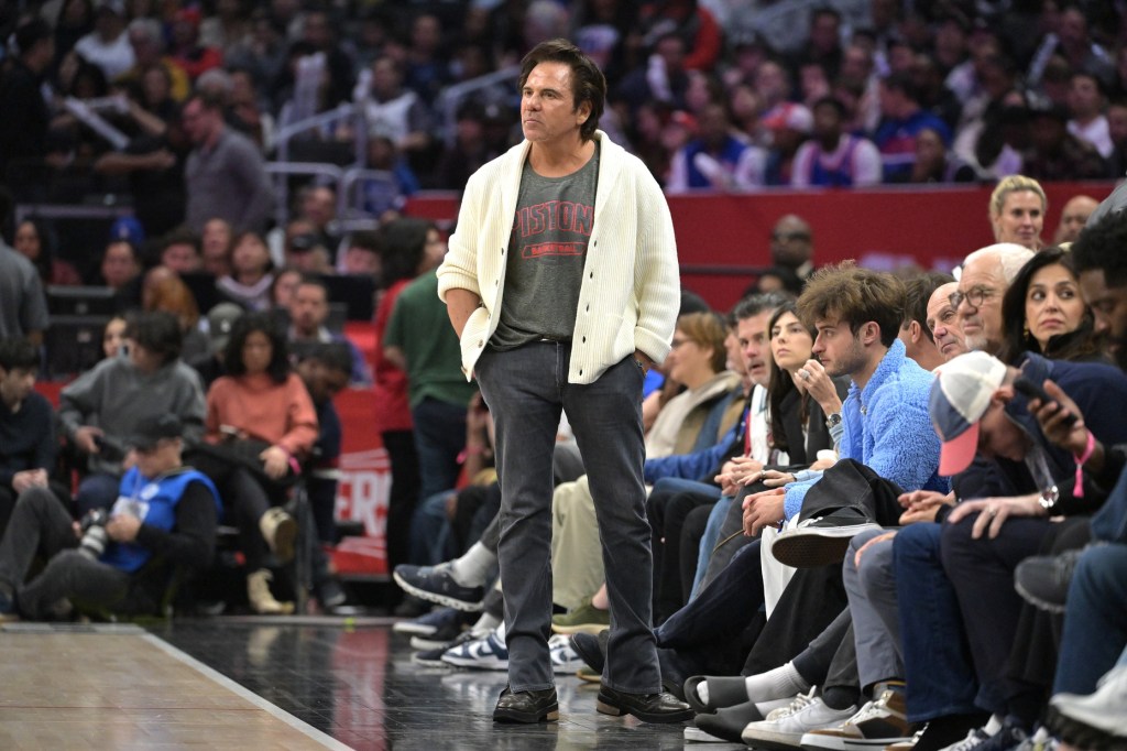 Feb 10, 2024; Los Angeles, California, USA; Detroit Pistons owner Tom Gores watches a game against the Los Angeles Clippers at Crypto.com Arena.