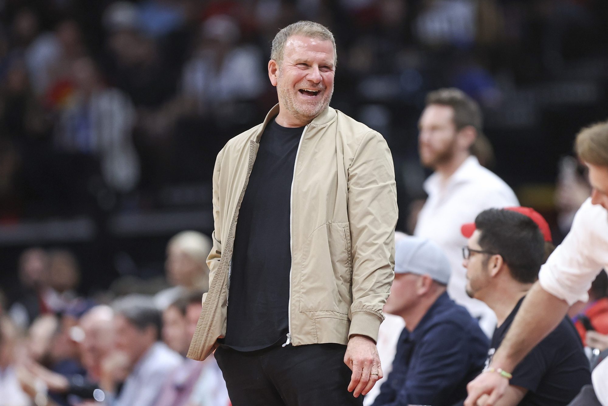 Mar 5, 2024; Houston, Texas, USA; Houston Rockets owner Tilman Fertitta smiles during the third quarter against the San Antonio Spurs at Toyota Center.