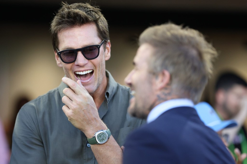 Aug 24, 2024; Fort Lauderdale, Florida, USA; Former NFL player Tom Brady attends the match between the FC Cincinnati and the Inter Miami at Chase Stadium.