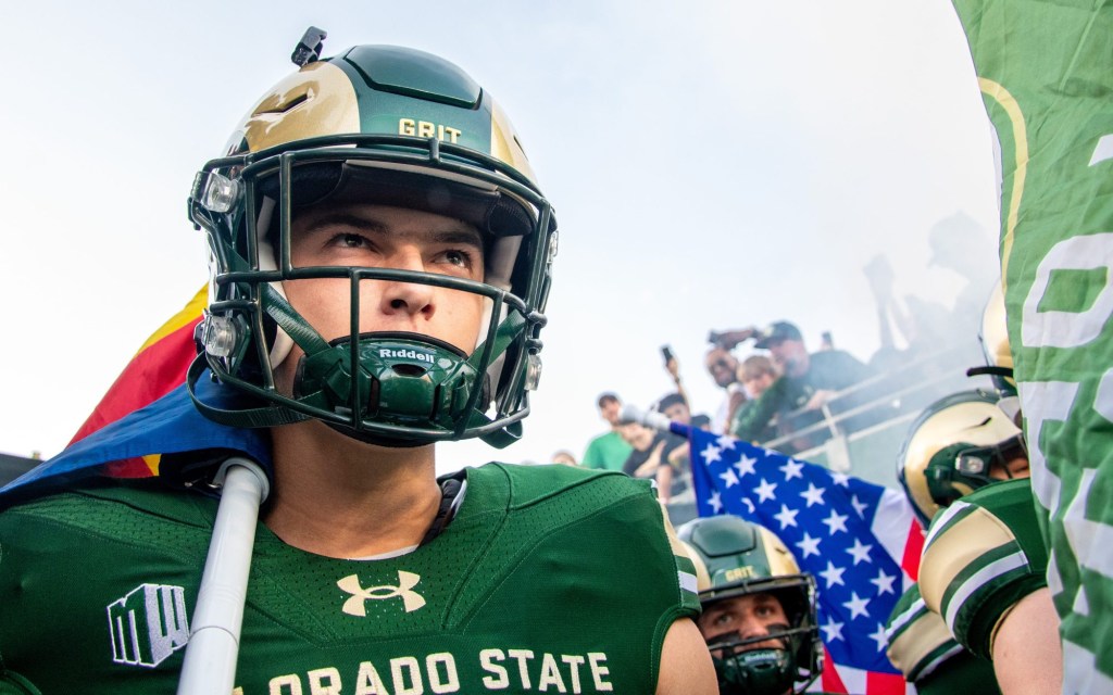 CSU football flag bearers feel the intensity before coming onto the field before the game against Colorado in the Rocky Mountain Showdown at Canvas Stadium on Saturday, Sept. 14, 2024, in Fort Collins, Colo.