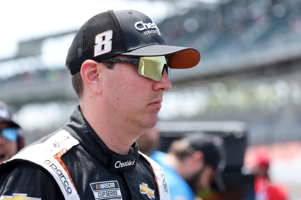 Jul 20, 2024; Indianapolis, Indiana, USA; NASCAR Cup Series driver Kyle Busch (8) during qualifying for the Brickyard 400 at Indianapolis Motor Speedway.