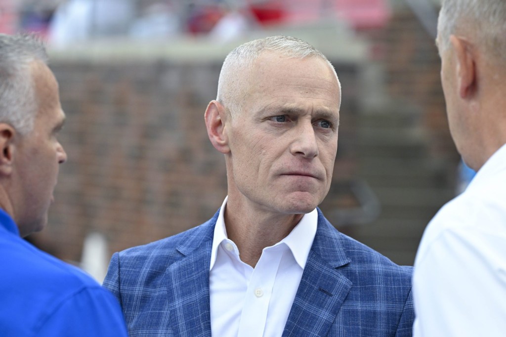 Sep 6, 2024; Dallas, Texas, USA; Big 12 Commissioner Brett Yormark before the game between the Southern Methodist Mustangs and the Brigham Young Cougars at Gerald J. Ford Stadium.