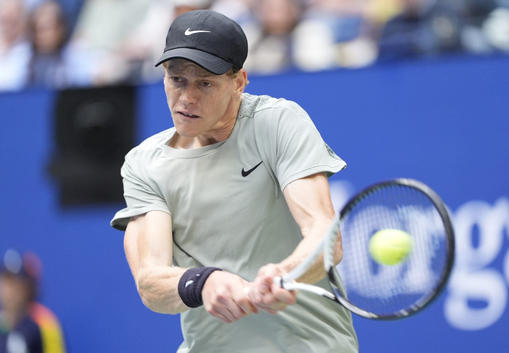 Sep 8, 2024; Flushing, NY, USA; Taylor Fritz (USA) (not pictured) and Jannik Sinner (ITA) play in the men’s singles final of the 2024 U.S. Open tennis tournament at USTA Billie Jean King National Tennis Center.