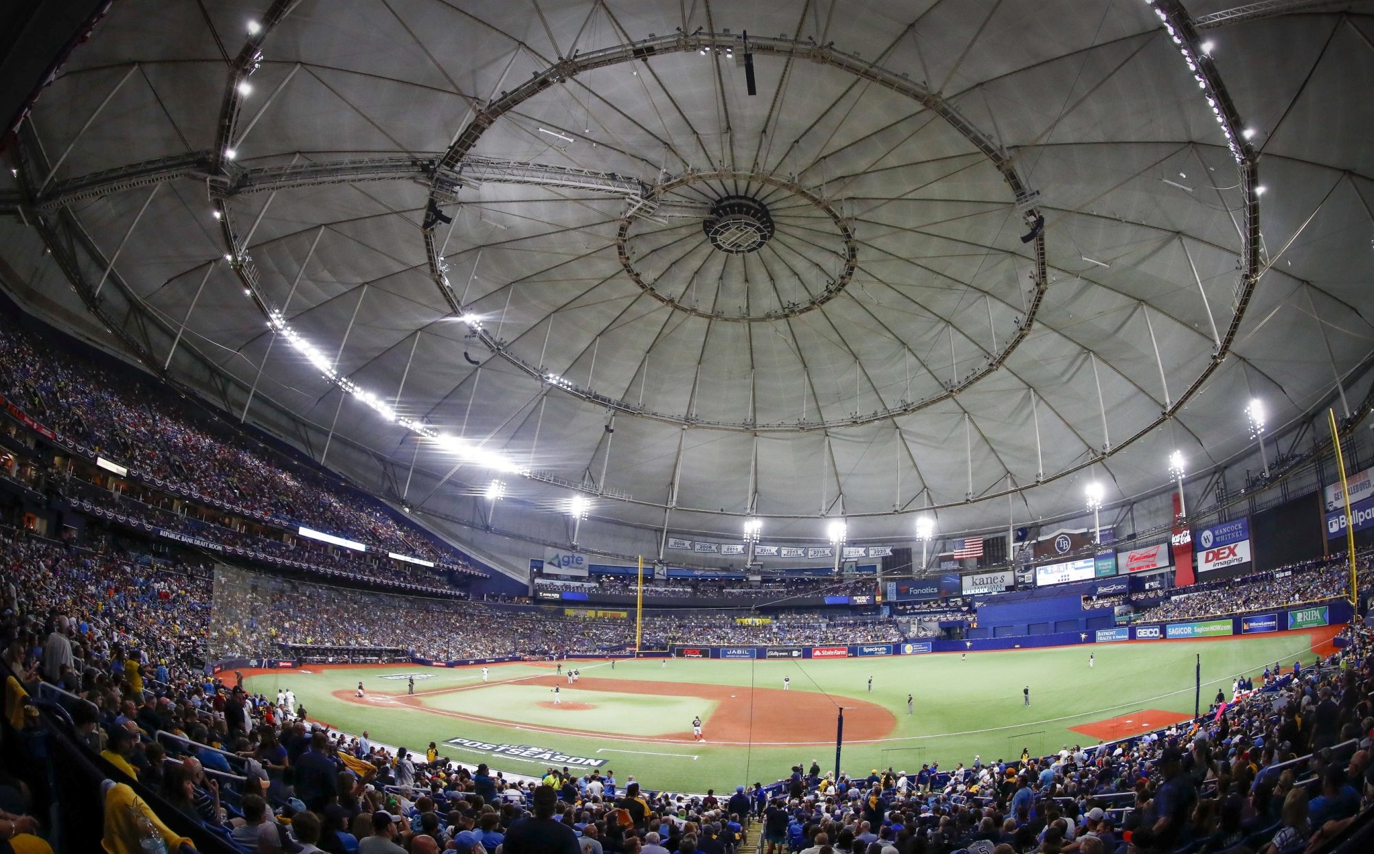 The intact Tropicana Field roof