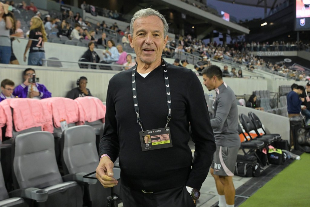 Sep 23, 2024; Los Angeles, California, USA; Disney chief executive officer Bob Iger looks on before the game at BMO Stadium