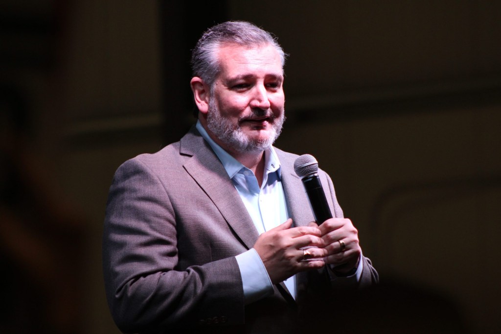 Sen. Ted Cruz, R-TX, speaks during a rally at Million Air in El Paso on Sunday, Nov. 3, 2024. Most of Cruz's remarks focused on drawing contrast between him and his opponent in the U.S. Senate race, Democratic U.S, Rep. Colin Allred, D-Dallas.