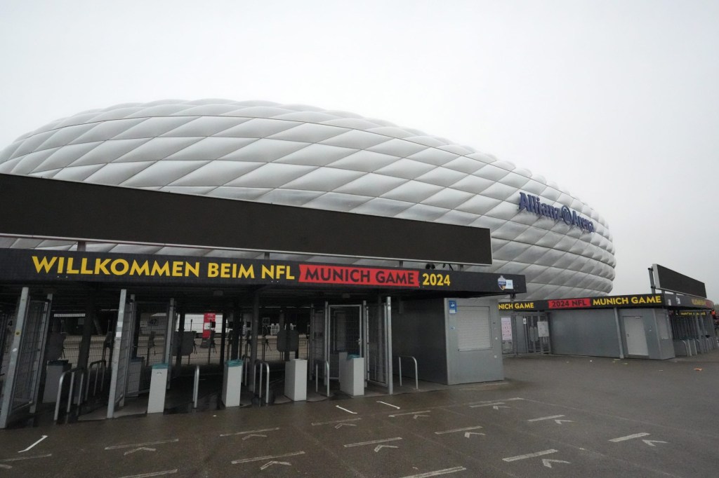 Nov 8, 2024; Munich, Germany; A general overall view of Allianz Arena. The stadium is the site of the 2024 NFL Munich Game between the New York Giants and the Carolina Panthers.