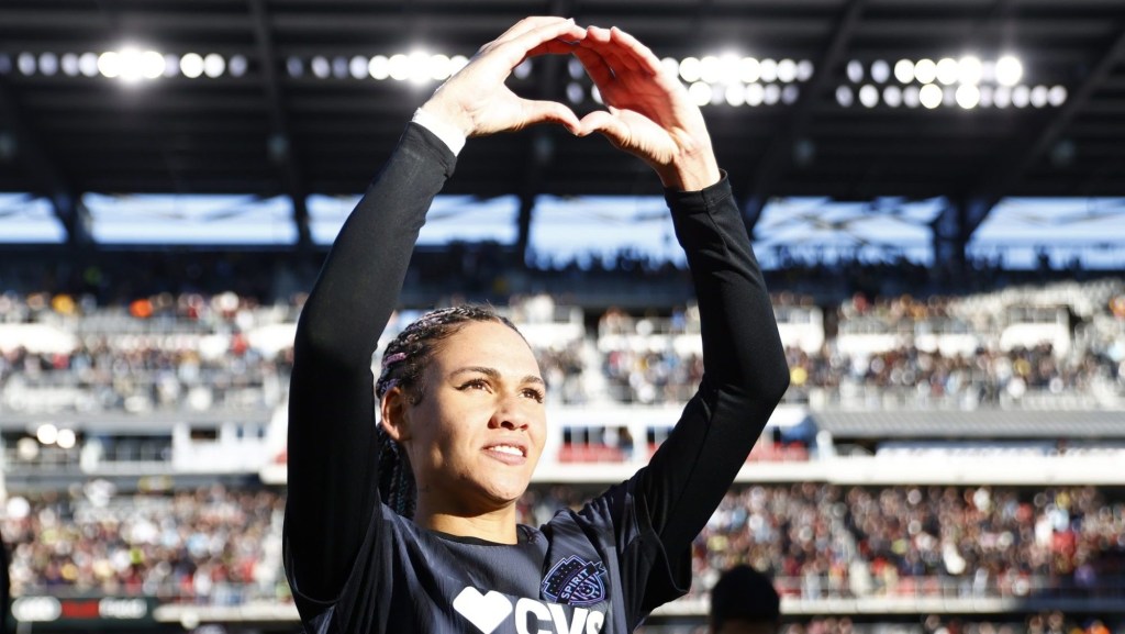 Nov 16, 2024; Washington, District of Columbia, USA; Washington Spirit forward Trinity Rodman (2) celebrates after defeating NJ/NY Gotham FC in a 2024 NWSL Playoffs semifinal match at Audi Field. Mandatory Credit: