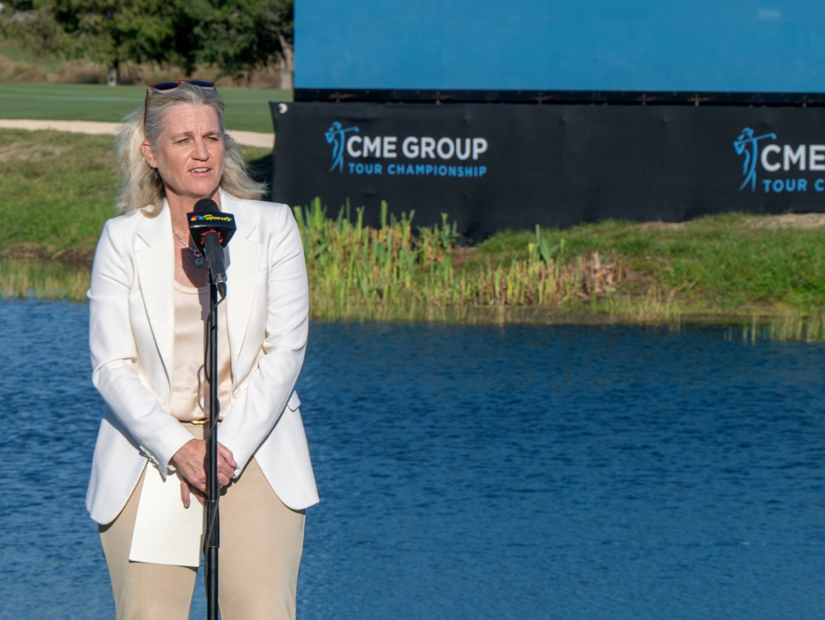 LPGA Commissioner Mollie Marcoux Samaan after the final round of golf during the CME Group Tour Championship at the Tiburon Golf Club in Naples, Fla., Sunday, November 19, 2023.