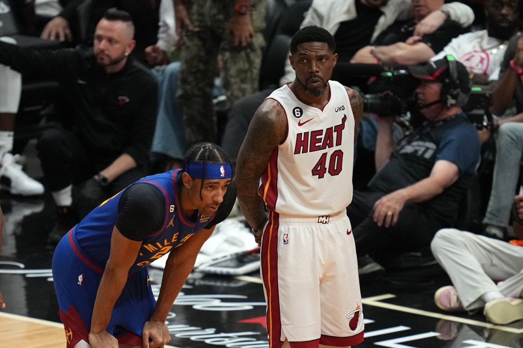 Jun 7, 2023; Miami, Florida, USA; Miami Heat forward Udonis Haslem (40) during the fourth quarter against the Denver Nuggets in game three of the 2023 NBA Finals at Kaseya Center.