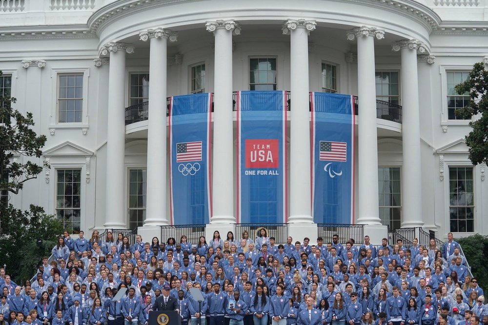 President Joe Biden celebrated the 2024 U.S. Olympic and Paralympic teams on the South Lawn of the White House in Washington, D.C., on Sept. 30, 2024.