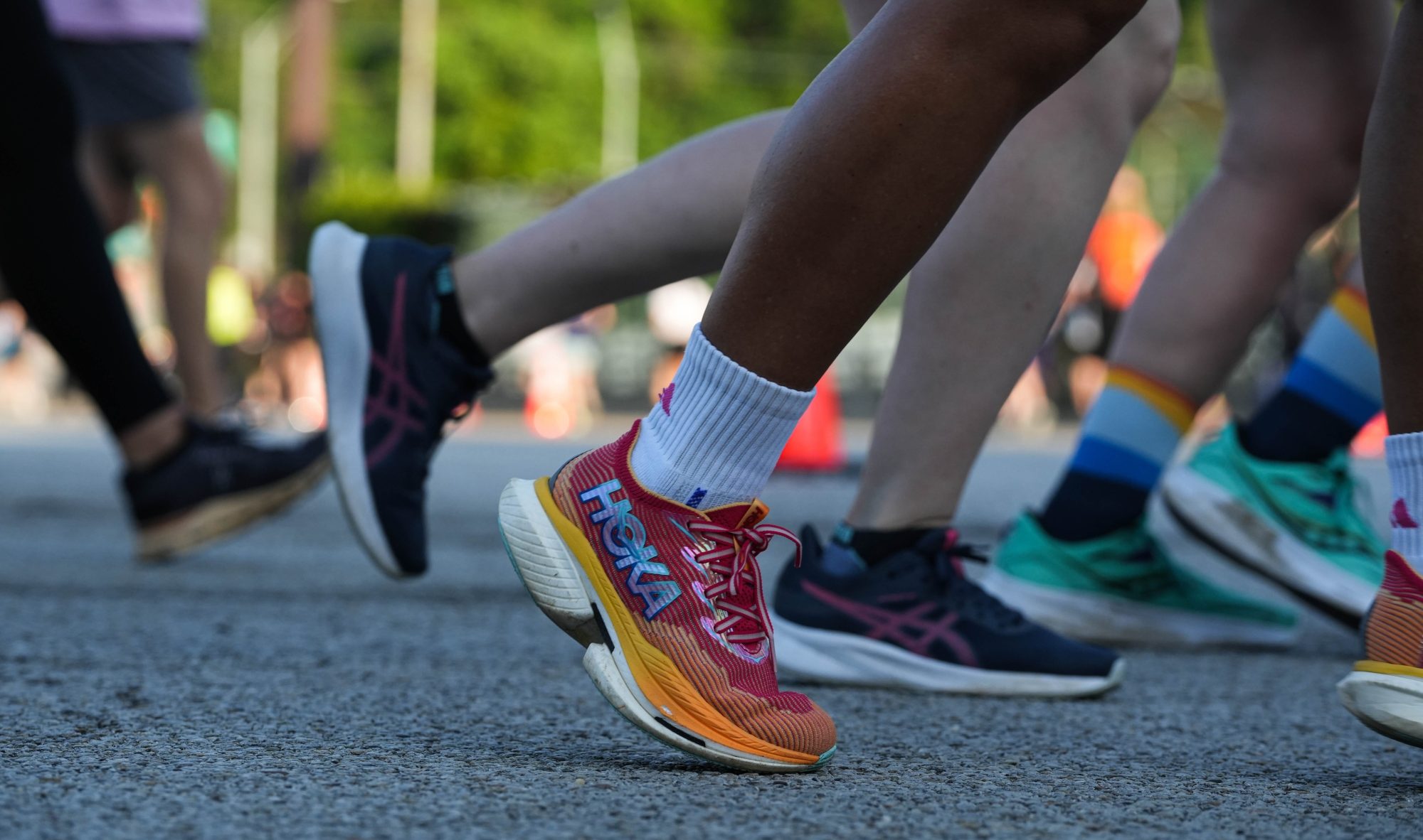 Running shoes on the ground