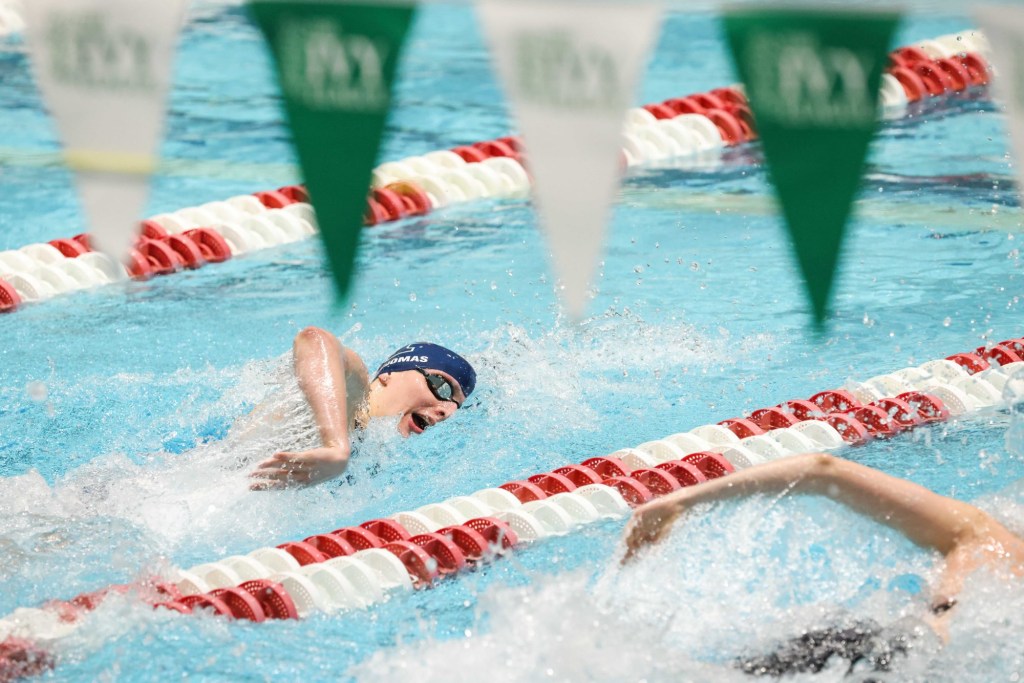 Lia Thomas of University of Pennsylvania competes in the finals of the 200 yard freestyle during the Women s Ivy League Swimming and Diving Championships at Harvard University.