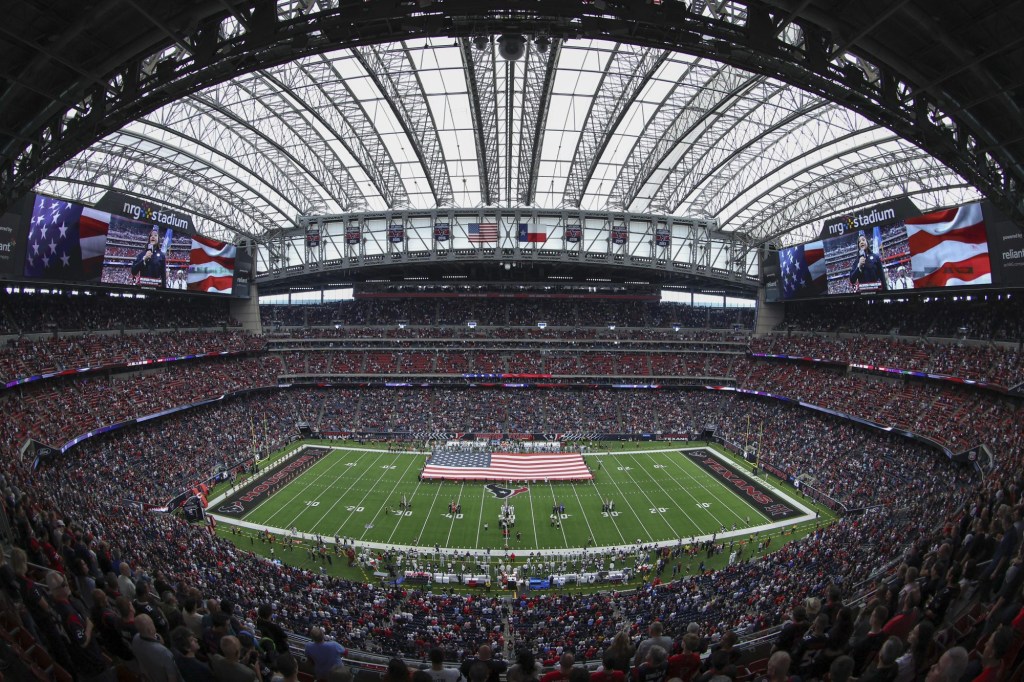 Nov 24, 2024; Houston, Texas, USA; General view inside NRG Stadium during the national anthem before the game between the Houston Texans and the Tennessee Titans.