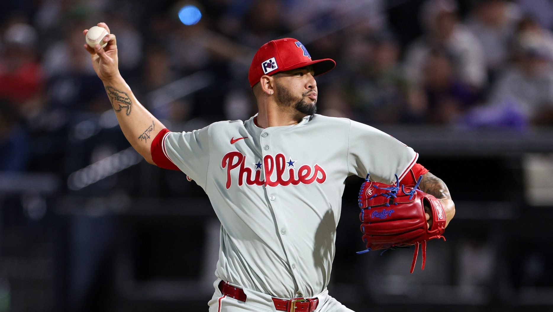 Mar 14, 2025; Tampa, Florida, USA; Philadelphia Phillies pitcher Jose Ruiz (66) throws a pitch against the New York Yankees in the fifth inning during spring training at George M. Steinbrenner Field.